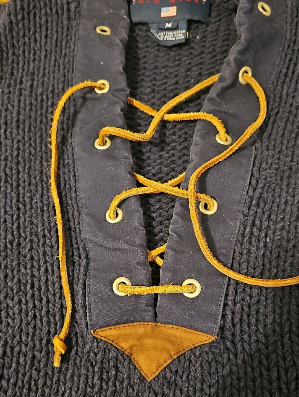 Vintage Ralph Lauren Navy Lace-Up Sailor Collar Sweater - Picture 9 of 13
